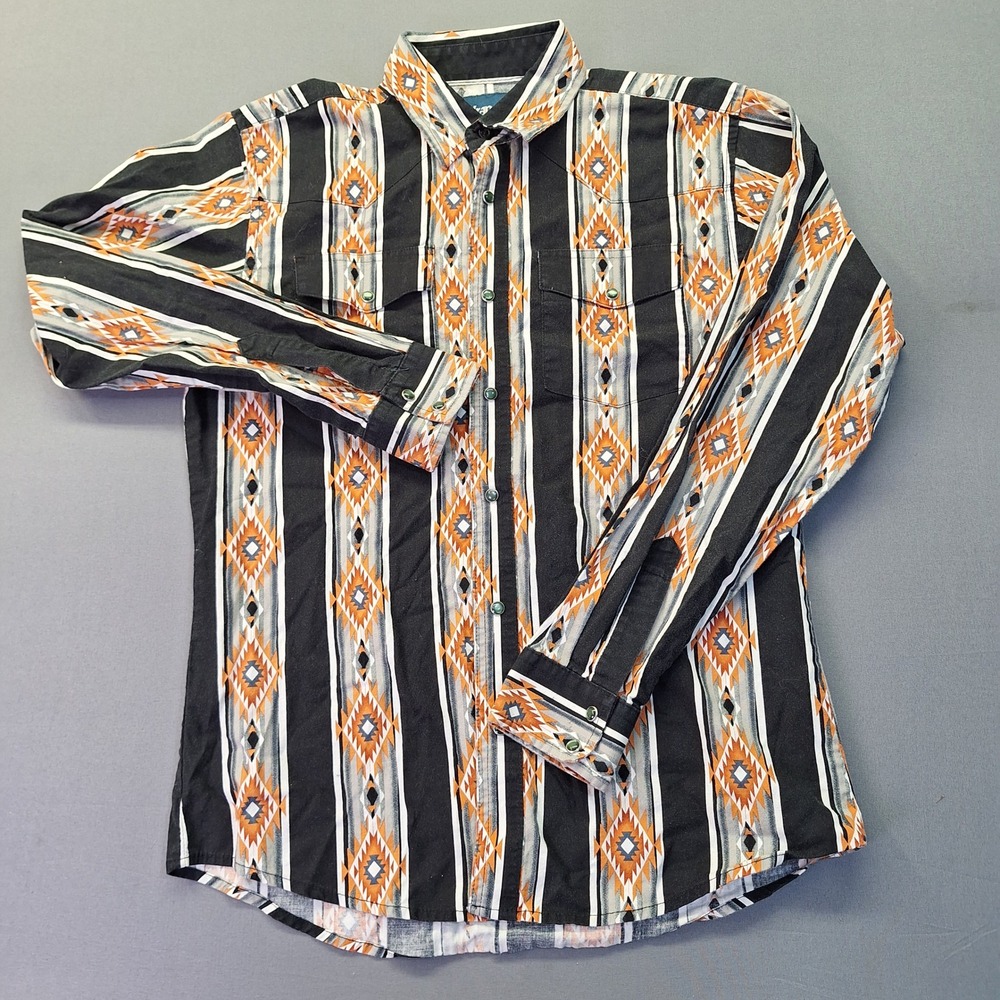 Wrangler Western Shirts Kids XL Southwestern Stripe Long Sleeve Snap Button